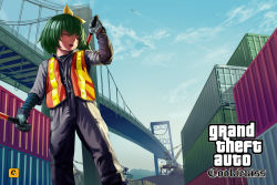 Rule 34 | 1boy, 1girl, alternate costume, bow, bridge, closed eyes, cloud, commentary request, contrail, cookie (touhou), cowboy shot, crane (machine), daiyousei, diyusi (cookie), from below, gloves, grand theft auto, grand theft auto: san andreas, green hair, green shirt, grey gloves, grey jumpsuit, hair between eyes, hair bow, high-visibility vest, highres, hinase (cookie), holding, jumpsuit, long sleeves, looking to the side, manatsu no yo no inmu, medium hair, megafaiarou (talonflame 810), nude, open mouth, shipping container, shirt, side ponytail, sky, solo focus, standing, touhou, when you see it, yajuu senpai, yellow bow