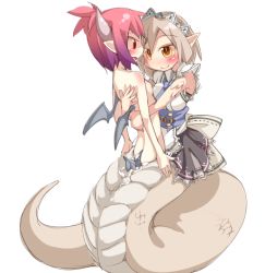 Rule 34 | 2girls, bad id, bad pixiv id, blush, breasts, brown hair, demon girl, demon tail, demon wings, dress, female focus, frfr, hairband, horns, hug, lamia, maid, medium breasts, monster girl, multiple girls, nude, object insertion, original, pointy ears, pussy, red eyes, red hair, scales, short hair, small breasts, snake, demon girl, tail, unbirthing, vore, wings, yellow eyes, yuri