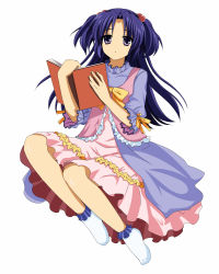 Rule 34 | 00s, 1girl, absurdres, clannad, female focus, full body, highres, ichinose kotomi, simple background, sitting, socks, solo, tagme, white background