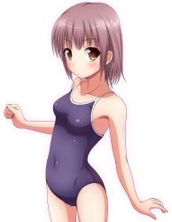 Rule 34 | 1girl, bad id, blush, breasts, competition school swimsuit, covered navel, highres, ki (kk-sk-ray), looking at viewer, medium breasts, one-piece swimsuit, original, school swimsuit, short hair, simple background, solo, swimsuit, white background