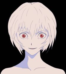 Rule 34 | 1girl, ayanami rei, crazy eyes, creepy smile, the end of evangelion, highres, lilith (ayanami rei), looking at viewer, neon genesis evangelion, nude, red eyes, solo, upper body