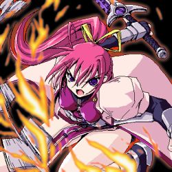 Rule 34 | 00s, 1girl, fire, laevatein (nanoha), lowres, lyrical nanoha, mahou shoujo lyrical nanoha, mahou shoujo lyrical nanoha a&#039;s, signum, solo, sword, weapon, whip, whip sword