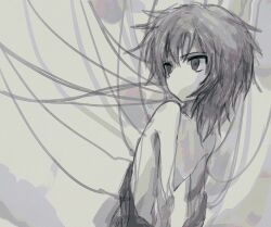 Rule 34 | 1other, androgynous, atoymk, cable, commentary, empty eyes, film grain, greyscale, highres, korean commentary, kurohebi, len&#039;en, medium hair, monochrome, no headband, no mouth, no nipples, other focus, sketch, solo, upper body