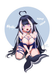 Rule 34 | 1girl, ahoge, black hair, blush, breasts, cetacean tail, facial mark, fins, fish tail, gzz (jjawang), heart, heart-shaped pupils, heart ahoge, highres, indie virtual youtuber, kneeling, large breasts, open mouth, orca girl, purple eyes, saliva, shylily, solo, symbol-shaped pupils, tail, tattoo, tongue, tongue out, virtual youtuber, white hair