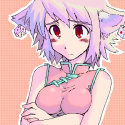 Rule 34 | 1girl, animal ears, breasts, breasts squeezed together, cat ears, china dress, chinese clothes, dress, kusanagi tonbo, lowres, oekaki, original, simple background, solo