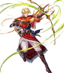 Rule 34 | 1boy, arrow (projectile), belt, blonde hair, boots, bow (weapon), brown eyes, drawing bow, fire emblem, fire emblem: mystery of the emblem, fire emblem heroes, full body, gloves, headband, highres, holding bow (weapon), jeorge (fire emblem), long hair, low ponytail, male focus, mayo (becky2006), nintendo, official art, quiver, solo, transparent background, weapon