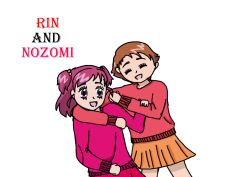 Rule 34 | brown hair, natsuki rin, pink hair, precure, purple eyes, short twintails, skirt, sweater, twintails, yes! precure 5, yes! precure 5 gogo!, yumehara nozomi