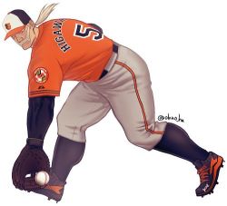 Rule 34 | 1boy, baltimore orioles, baseball, baseball cap, baseball glove, boku no hero academia, cleats, facial hair, hat, snatch (boku no hero academia), jersey, long hair, lowres, male focus, mustache, old, old man, ono (ohno ha), ponytail, simple background, twitter username, white background, white hair