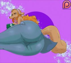 Rule 34 | 1girl, animal ears, ass, breasts, brown eyes, brown hair, curvy, dog ears, dog girl, dog tail, female focus, from behind, huge ass, large breasts, long hair, mink tribe, nightmarexbx (artist), one piece, pussy, solo, tail, thick thighs, thighs, wanda (one piece)