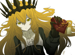 Rule 34 | 10s, 1girl, alcoholrang, black rock shooter, blonde hair, chariot (black rock shooter), claws, crown, gift, heart, tears, valentine, yellow eyes