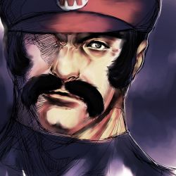 Rule 34 | 1boy, epic, facial hair, fumio (rsqkr), hat, male focus, manly, mario, mario (series), mustache, nintendo, one-eyed, plumber, realistic, sideburns, sketch, solo