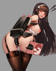 Rule 34 | 1girl, anus, ass, bad id, bad pixiv id, bar censor, black hair, black thighhighs, blunt bangs, blush, breasts, censored, clothes pull, cum, cum in pussy, dress, dress pull, elbow gloves, flower, garter straps, girls&#039; frontline, gloves, grey background, hair flower, hair ornament, hairband, highres, kibellin, large breasts, lipstick, long hair, looking at viewer, machine, makeup, nipples, object insertion, parted lips, puffy nipples, pussy, sex, sidelocks, simple background, skindentation, solo, teeth, thighhighs, thighs, type 95 (girls&#039; frontline), vaginal, vaginal object insertion, very long hair, white gloves, white hairband, x-ray, yellow eyes