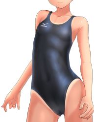 Rule 34 | 1girl, black eyes, black hair, black one-piece swimsuit, breasts, cameltoe, cleft of venus, collarbone, competition swimsuit, cowboy shot, head out of frame, highleg, highleg swimsuit, highres, looking at viewer, mizuno (brand), one-piece swimsuit, one-piece tan, original, short hair, small breasts, solo, swimsuit, takafumi, tan, tanline
