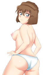 Rule 34 | 1girl, ass, blue eyes, breasts, brown hair, highres, meitantei conan, miyano shiho, nipples, poron (pixiv id 17549041), tms entertainment, white background