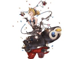 Rule 34 | 10s, 1girl, ;d, ahoge, animal costume, ass, belt, black gloves, blonde hair, blue eyes, confetti, fingerless gloves, flat ass, flat chest, full body, garland (decoration), gloves, goggles, goggles on head, granblue fantasy, leotard, minaba hideo, official art, one eye closed, open mouth, pengie, pengie (granblue fantasy), penguin costume, petite, robot, short hair, short shorts, short twintails, shorts, smile, solo, transparent background, twintails