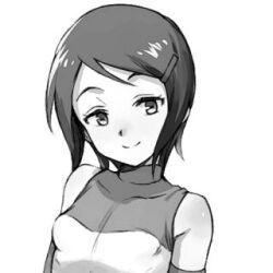 Rule 34 | 1girl, digimon, female focus, looking at viewer, short hair, simple background, smile, solo, ter (otokoter), white background, yagami hikari