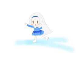 Rule 34 | 1girl, bird girl, blue dress, dress, figure skating, highres, white hair, yuurakucho-tan