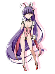 Rule 34 | 1girl, absurdly long hair, animal ears, artist request, blush, breasts, rabbit ears, cameltoe, cleavage, clothing cutout, easter egg, egg, embarrassed, covered erect nipples, fake animal ears, fire emblem, fire emblem: the binding blade, flower, full body, groin, hair flower, hair ornament, hairband, high heels, highres, long hair, navel, navel cutout, nintendo, playboy bunny, purple eyes, purple hair, shadow, simple background, small breasts, solo, sophia (fire emblem), very long hair, white background