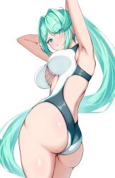 1girl alternate_costume breasts green_hair highres large_breasts long_hair okazu2010015 pneuma_(xenoblade) ponytail simple_background solo very_long_hair white_background xenoblade_chronicles_(series) xenoblade_chronicles_2