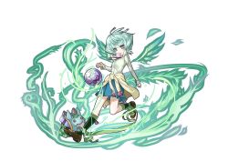 Rule 34 | 1girl, aqua hair, astaroth (p&amp;d), bad id, bad pixiv id, bag, ball, blue skirt, blowing bubbles, cauchemar (p&amp;d), chewing gum, collared shirt, detached wings, full body, green eyes, handbag, kei (keiclear), long sleeves, puzzle &amp; dragons, shirt, short hair, simple background, skirt, solo, white background, white shirt, wings