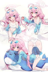 Rule 34 | 1girl, blue archive, dolphin, highres, hoshino (blue archive), hoshino (swimsuit) (blue archive), lying, pkpkpppk, solo, tube, whale, white background