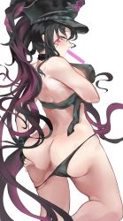 Rule 34 | 1girl, absurdres, armband, ass, ass support, baton, black gloves, black hair, black panties, blush, breasts, fate/grand order, fate (series), fingerless gloves, gloves, hat, highres, large breasts, licking, licking lips, lips, liuli yuanxiaoniao, long hair, looking back, multicolored hair, necktie, panties, pantyhose, pink hair, police, police hat, police uniform, policewoman, sessyoin kiara, sessyoin kiara (swimsuit mooncancer), sideboob, thighs, thong, tongue, tongue out, traffic baton, underwear, uniform, white background, yellow eyes