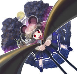 Rule 34 | 1girl, animal ears, capelet, female focus, foreshortening, grey hair, jewelry, mouse (animal), mouse ears, mouse tail, nazrin, pendant, red eyes, solo, syope, tail, touhou