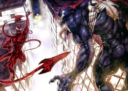 Rule 34 | artist request, carnage (marvel), fight, klyntar, long tongue, marvel, spider-man (series), symbiote, tongue, tongue out, venom (marvel)