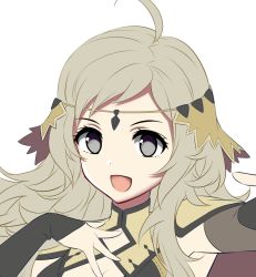 Rule 34 | 1girl, ahoge, armpits, blonde hair, breasts, circlet, cleavage, fire emblem, fire emblem fates, highres, kakiko210, long hair, looking at viewer, medium breasts, nintendo, open mouth, ophelia (fire emblem), portrait, solo