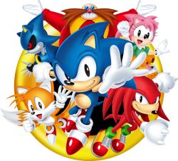 Rule 34 | 1girl, 1other, 4boys, amy rose, black eyes, blue fur, brown facial hair, clenched hand, closed mouth, dr. eggman, echidna (animal), facial hair, fat, fat man, fox boy, full body, glasses, gloves, green shirt, hedgehog boy, knuckles the echidna, looking at viewer, metal sonic, mittens, multiple boys, mustache, official art, open mouth, orange skirt, outstretched arms, pink fur, red footwear, red fur, red shirt, robot, shirt, shoes, skirt, sneakers, sonic (series), sonic the hedgehog, spread arms, teeth, transparent background, white gloves, white mittens