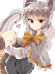 Rule 34 | 1girl, animal ears, capelet, grey hair, heart, highres, mouse ears, mouse tail, nazrin, nikorashi-ka, one-hour drawing challenge, red eyes, short hair, skirt, solo, tail, touhou