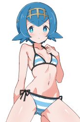 Rule 34 | alternate costume, bikini, blue eyes, blue hair, flat chest, kamidan, lana (pokemon), pokemon, pokemon sm, solo, swimsuit