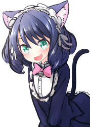 Rule 34 | 10s, 1girl, animal ears, bad id, bad pixiv id, bell, black hair, bow, cat ears, cat tail, curly hair, cyan (show by rock!!), fang, green eyes, jingle bell, nekobaka, pink bow, short hair, show by rock!!, solo, tail