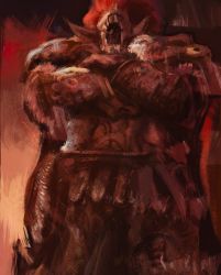 Rule 34 | 1boy, armor, breastplate, closed mouth, crossed arms, elden ring, fake horns, full armor, helmet, highres, horned helmet, horns, joestreladraw, looking at viewer, male focus, monochrome, red theme, solo, starscourge radahn