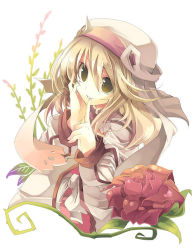 Rule 34 | 00s, 1girl, alice (tales), blonde hair, coat, finger to face, flower, fruit punch, green eyes, hand on own face, hat, long hair, pointing, red rose, rose, smile, solo, tales of (series), tales of symphonia, tales of symphonia: dawn of the new world, veil