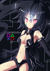 Rule 34 | black hair, breasts, cleavage, game console, playstation 3, ps3-tan, red eyes, sony