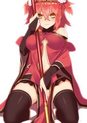 Rule 34 | 1girl, alternate hairstyle, black thighhighs, blush, breasts, center opening, chinese clothes, fate/grand order, fate (series), flower, fujimaru ritsuka (female), fujimaru ritsuka (female) (the three great heroes), hair between eyes, hair flower, hair ornament, hair ribbon, holding, looking at viewer, medium breasts, official alternate costume, orange hair, ribbon, rkp, seiza, short hair, simple background, sitting, skirt, solo, thighhighs, two side up, white background, wide sleeves, yellow eyes