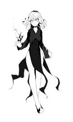 Rule 34 | 1girl, artist request, bare legs, breasts, dress, female focus, highres, looking at viewer, monochrome, one-punch man, short hair, small breasts, solo, tatsumaki