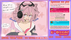 Rule 34 | 1girl, arknights, blush, bra, breasts, chat log, cleavage, dokonjou (odossan), english text, extra ears, fake screenshot, fake video, highres, livestream, looking at viewer, open mouth, pink bra, pink hair, recording, solo, super chat, thought bubble, u-official (arknights), underwear