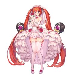 Rule 34 | 1girl, bare shoulders, blush, bouquet, breasts, bridal gauntlets, bridal veil, bride, cleavage, clothing cutout, collar, dress, drone, elbow gloves, fake facial hair, fake mustache, flower, frilled collar, frilled dress, frilled skirt, frills, full body, game cg, garter straps, gloves, gluteal fold, hair between eyes, high-low skirt, high heels, highres, holding, holding bouquet, knees together feet apart, lace, lace-trimmed dress, lace ribbon, lace trim, large breasts, last origin, layered skirt, long hair, looking at viewer, may of doom, official alternate costume, official art, paintale, partially fingerless gloves, purple eyes, red flower, red garter straps, red hair, red ribbon, red rose, ribbon, ribbon-trimmed gloves, ribbon-trimmed skirt, ribbon trim, rose, side cutout, sideboob, sideboob cutout, skindentation, skirt, skirt hold, solo, strapless, strapless dress, tachi-e, thighhighs, transparent background, twintails, veil, very long hair, wedding dress, white collar, white dress, white flower, white footwear, white gloves, white rose
