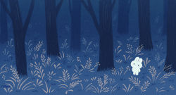 Rule 34 | ayu (mog), blue theme, forest, grass, green theme, looking at viewer, nature, no humans, original, rabbit, solo, tree