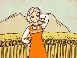 Rule 34 | grey hair, mascot, nowai-tan, orange eyes, wheat field