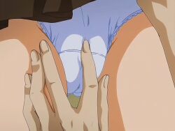 Rule 34 | 1boy, 1girl, 3rd party edit, animated, animated gif, blue panties, fingering, fingering through clothes, panties, renketsu houshiki, through clothes, underwear