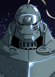 Rule 34 | 1boy, 8zu, alphonse elric, armor, fullmetal alchemist, helmet, highres, looking at viewer, male focus, non-web source, plate armor, simple background, solo