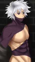 Rule 34 | 1boy, abs, absurdres, bad id, bad twitter id, boku no hero academia, dabi (boku no hero academia), highres, male focus, manly, muscular, pectorals, puffy chest, scar, self-upload, short hair, smile, spoilers, sshu, topless male, undressing, white hair