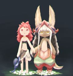 Rule 34 | 10s, 2girls, artist request, furry, grey hair, highres, long hair, made in abyss, mitty (made in abyss), multiple girls, nanachi (made in abyss), pink hair