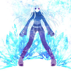 Rule 34 | 1girl, fusuke, gloves, ice, kula diamond, long hair, red eyes, snk, solo, the king of fighters, white hair