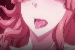 Rule 34 | animated, animated gif, breasts, censored, cleavage, female focus, moaning, nipples, pandra, patricia garlond, pink hair, saliva, sex, shinkyoku no grimoire, sweat, tongue, tongue out