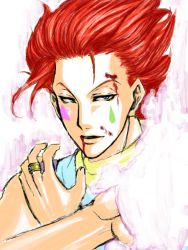 Rule 34 | 1boy, artist request, hisoka morow, hunter x hunter, male focus, red hair, solo, tagme, white background