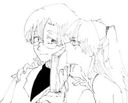 Rule 34 | 1boy, 1girl, about to kiss, age difference, aida kensuke, annoyed, book, couple, evangelion: 3.0+1.0 thrice upon a time, glasses, grin, hand on another&#039;s shoulder, highres, long hair, neon genesis evangelion, rebuild of evangelion, smile, souryuu asuka langley, twintails